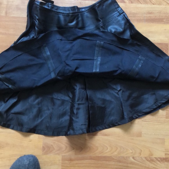 Black Vegan Leather Skater Skirt - Picture 5 of 6